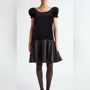 Tanner Fletcher Women's Black Puff Sleeve Drop Waist A-Line Mini Dress Size 3